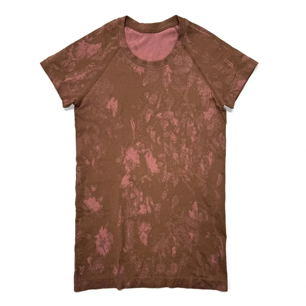 Lululemon Swiftly Tech Short Sleeve 2.0 T-Shirt Brown Pink Brier Rose 6 Floral - Picture 1 of 6